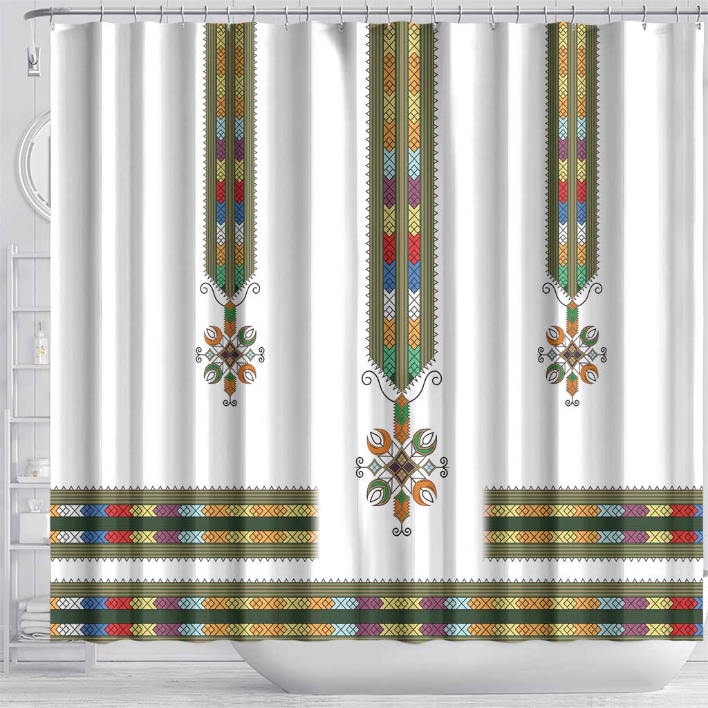 Ethiopian Traditional Habesha Costume Shower Curtain Cross With Tilet Pattern LT15