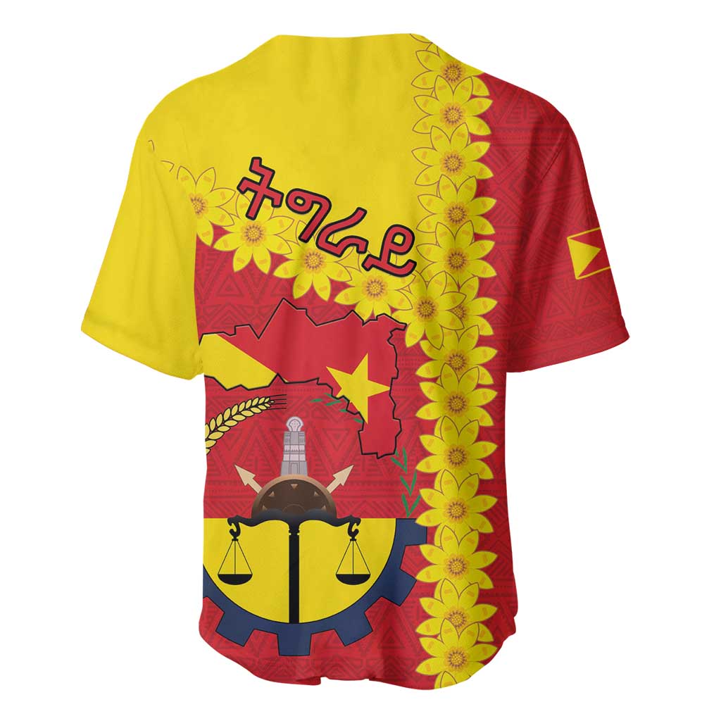 Tigray Ethiopia Baseball Jersey Tigray Seal With Flag Map - African Pattern LT15