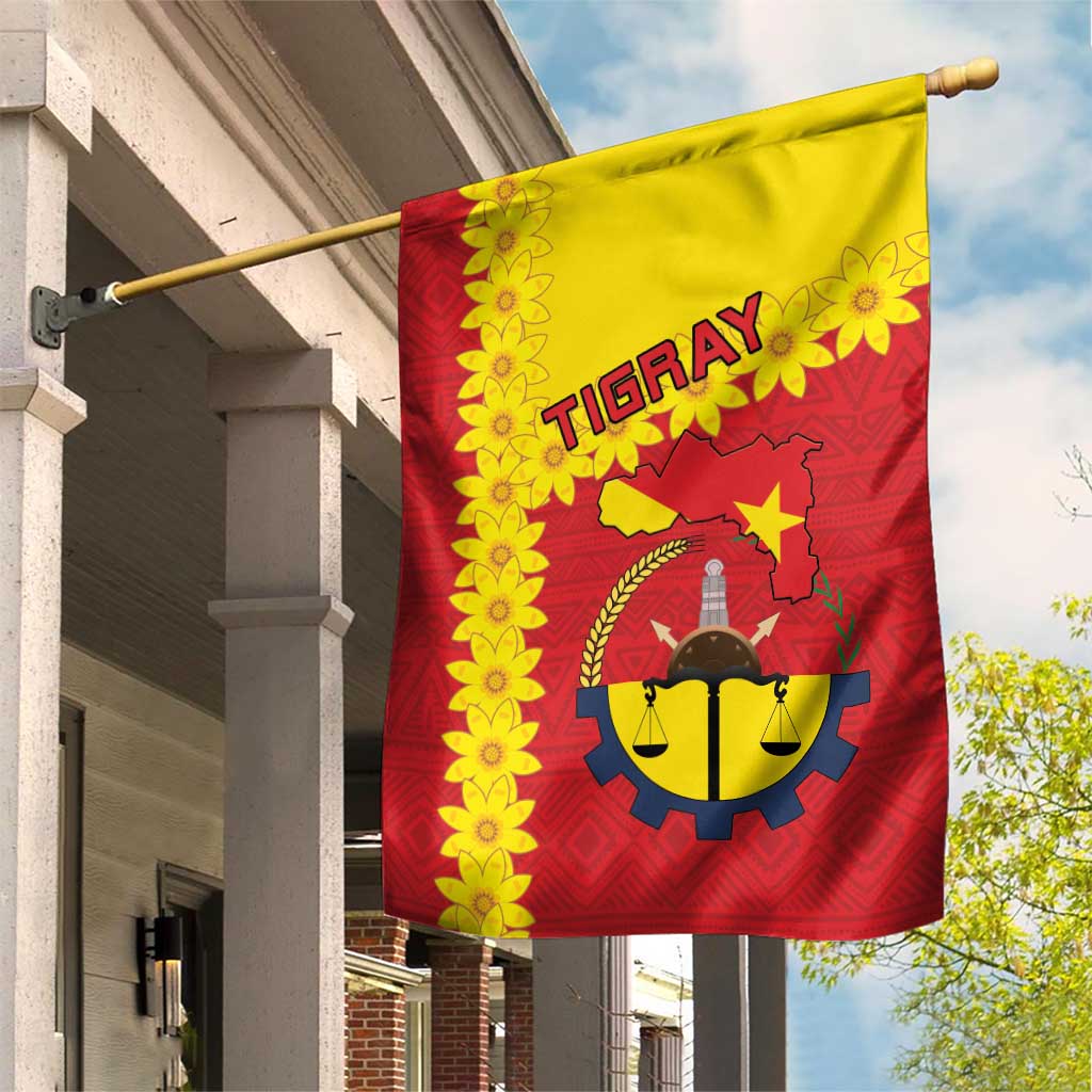 Tigray Ethiopia Garden Flag Tigray Seal With Flag Map - African Pattern LT15