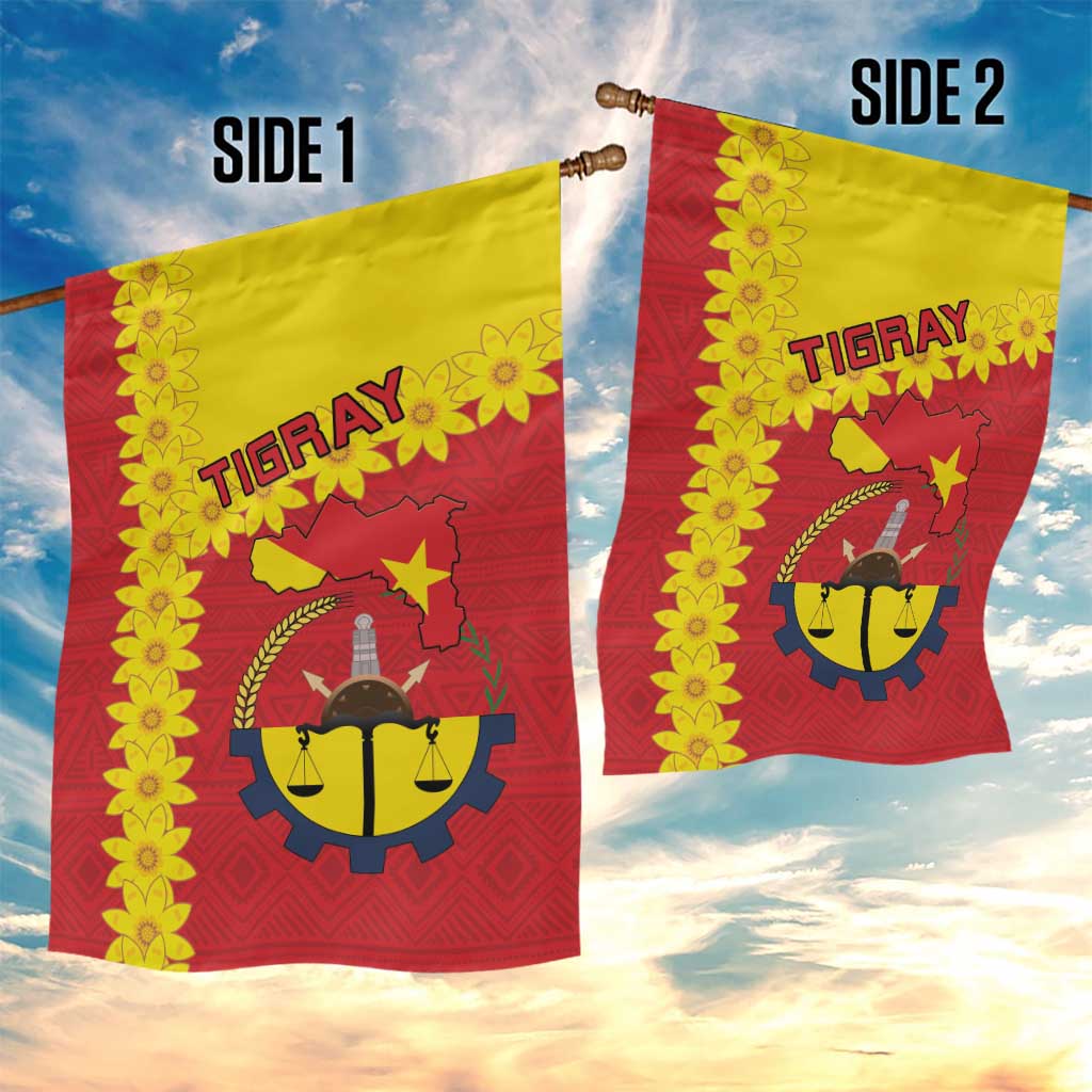 Tigray Ethiopia Garden Flag Tigray Seal With Flag Map - African Pattern LT15