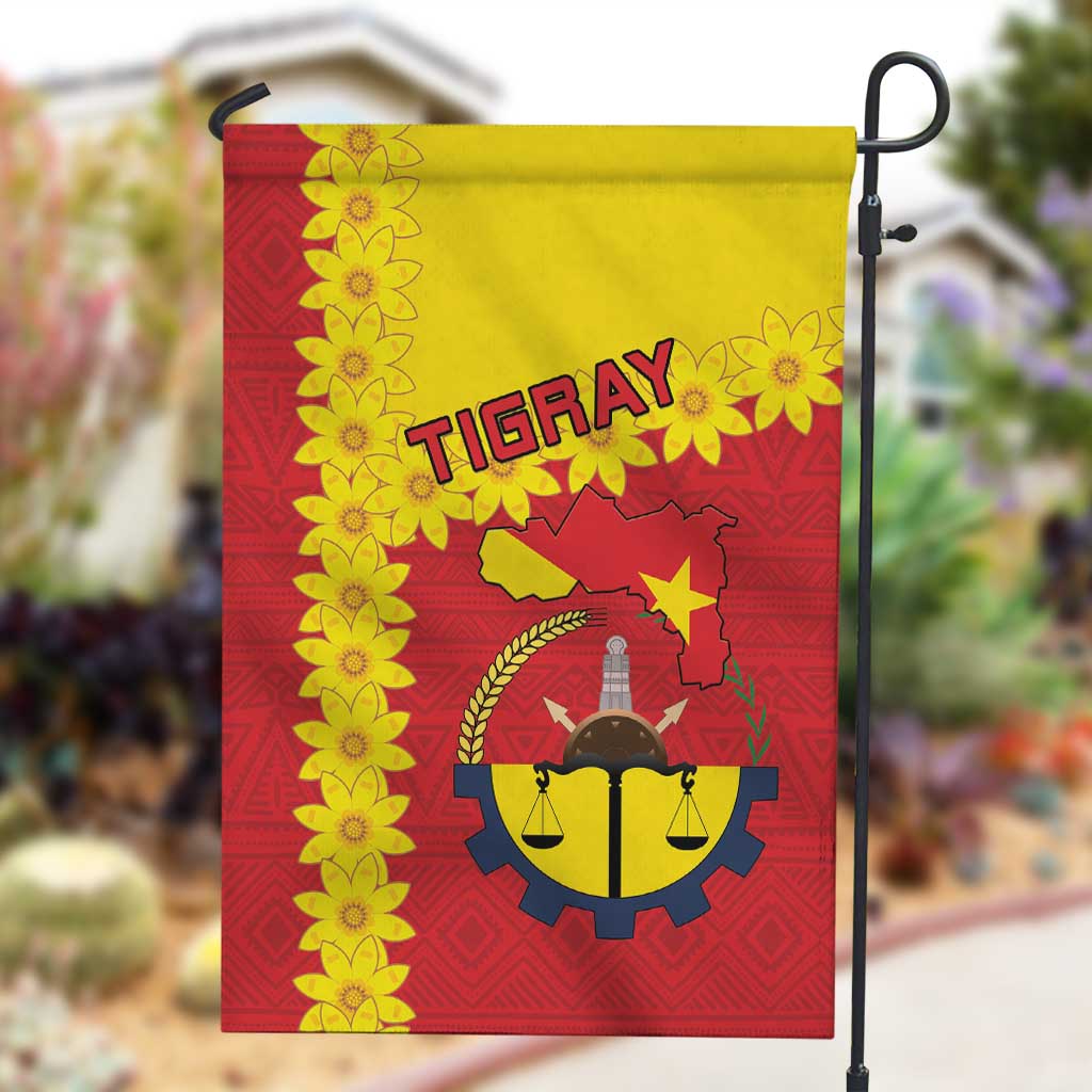 Tigray Ethiopia Garden Flag Tigray Seal With Flag Map - African Pattern LT15