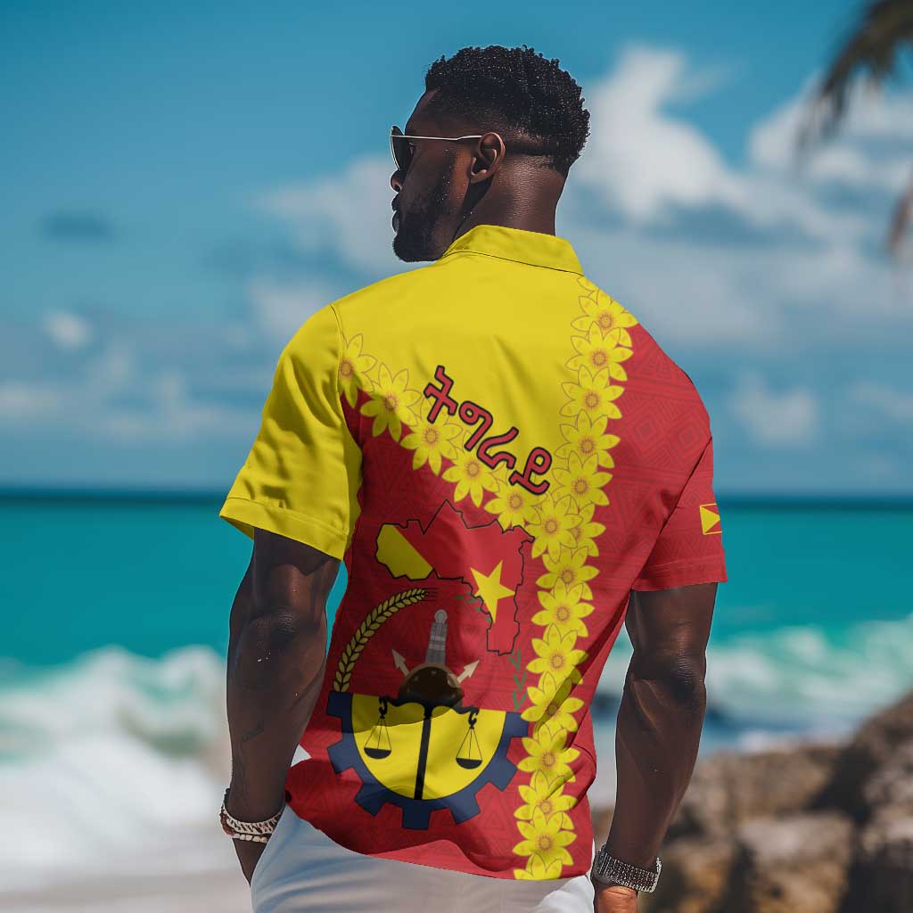 Tigray Ethiopia Hawaiian Shirt Tigray Seal With Flag Map - African Pattern LT15