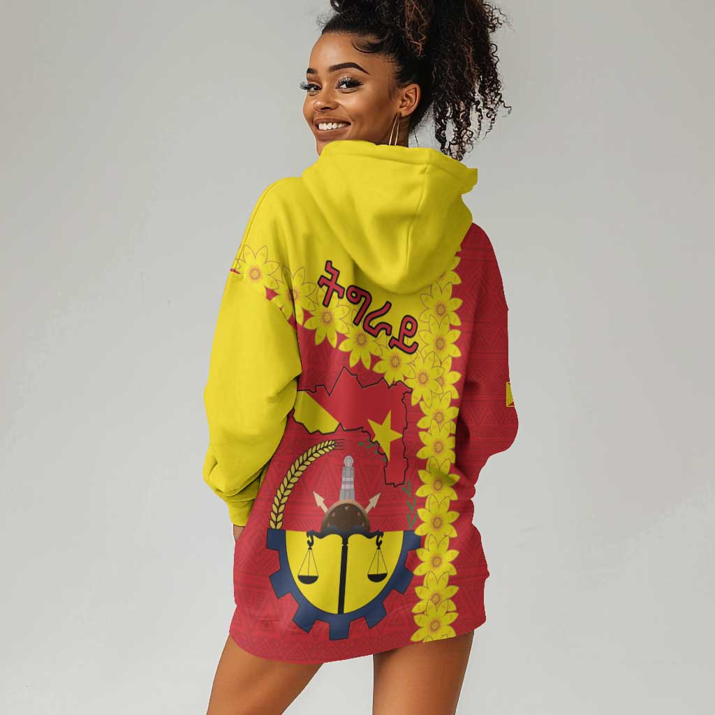 Tigray Ethiopia Hoodie Dress Tigray Seal With Flag Map - African Pattern LT15