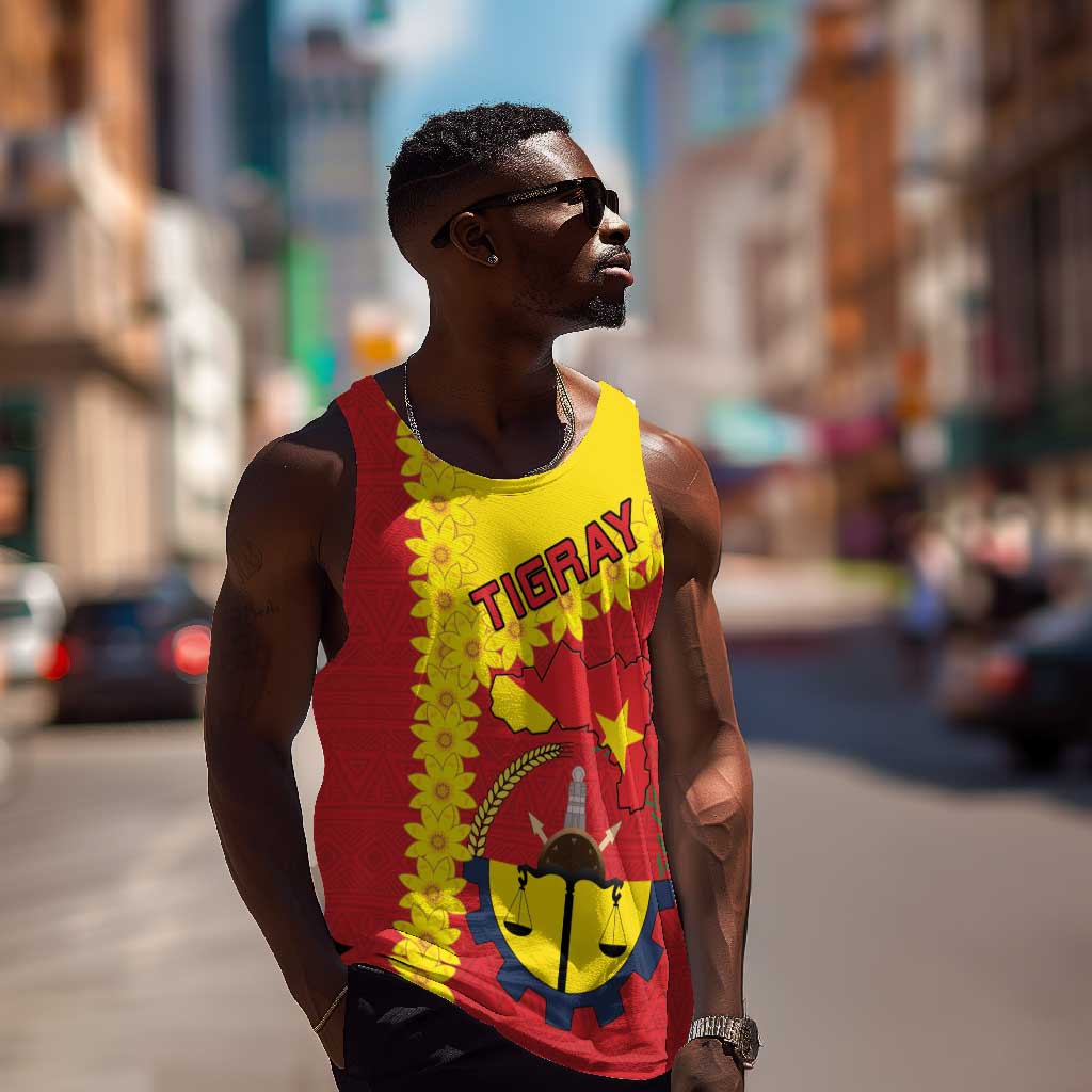 Tigray Ethiopia Men Tank Top Tigray Seal With Flag Map - African Pattern LT15