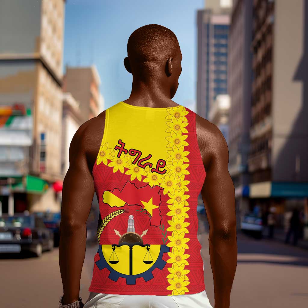 Tigray Ethiopia Men Tank Top Tigray Seal With Flag Map - African Pattern LT15