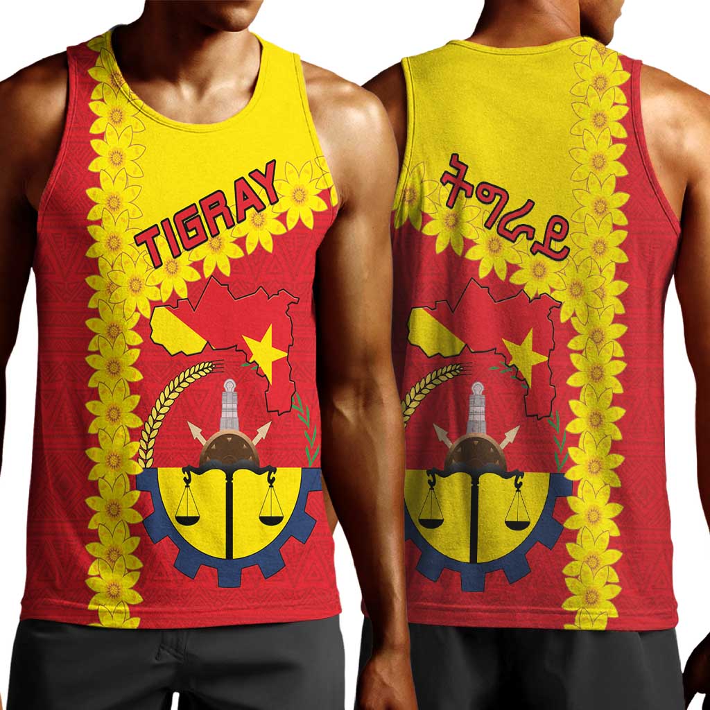 Tigray Ethiopia Men Tank Top Tigray Seal With Flag Map - African Pattern LT15