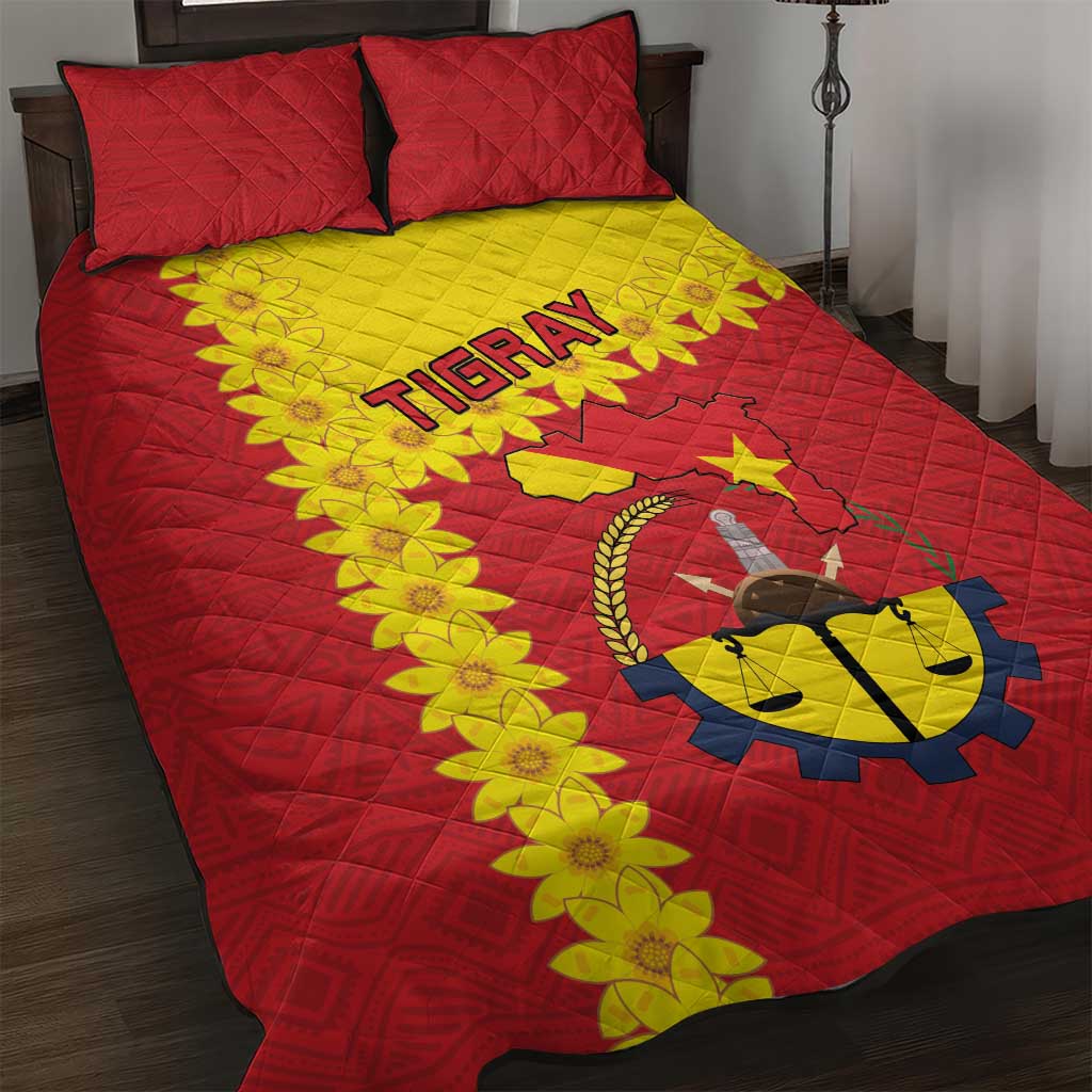 Tigray Ethiopia Quilt Bed Set Tigray Seal With Flag Map - African Pattern LT15