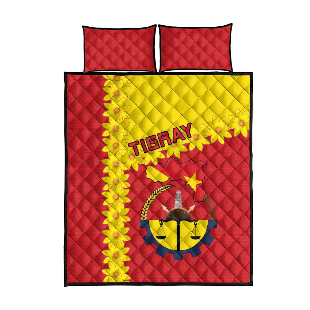 Tigray Ethiopia Quilt Bed Set Tigray Seal With Flag Map - African Pattern LT15
