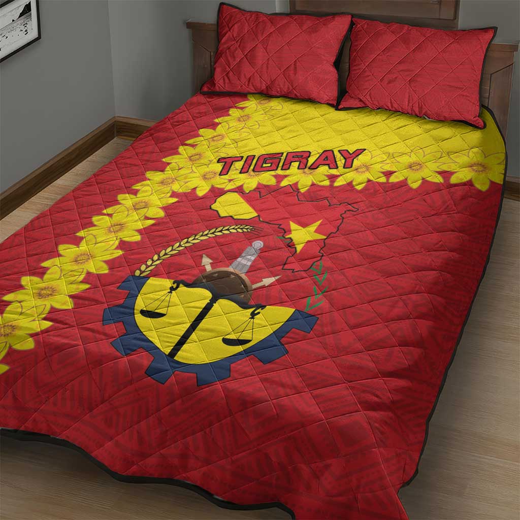 Tigray Ethiopia Quilt Bed Set Tigray Seal With Flag Map - African Pattern LT15
