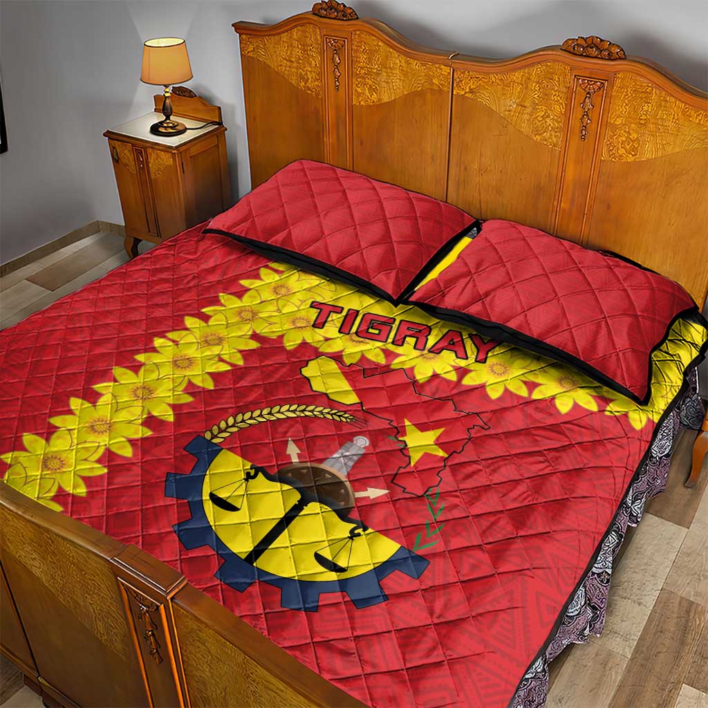 Tigray Ethiopia Quilt Bed Set Tigray Seal With Flag Map - African Pattern LT15