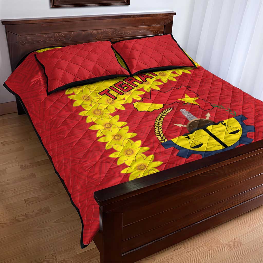 Tigray Ethiopia Quilt Bed Set Tigray Seal With Flag Map - African Pattern LT15