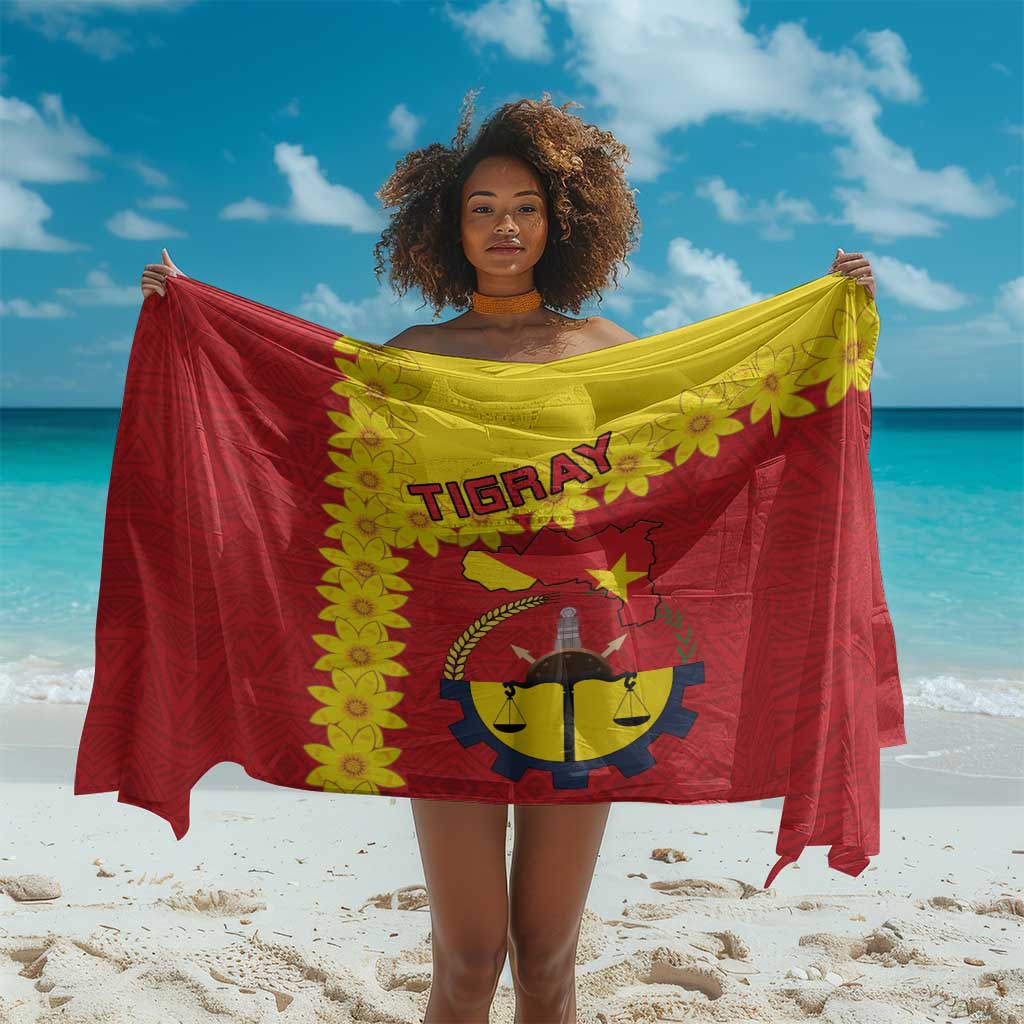 Tigray Ethiopia Sarong Tigray Seal With Flag Map - African Pattern LT15