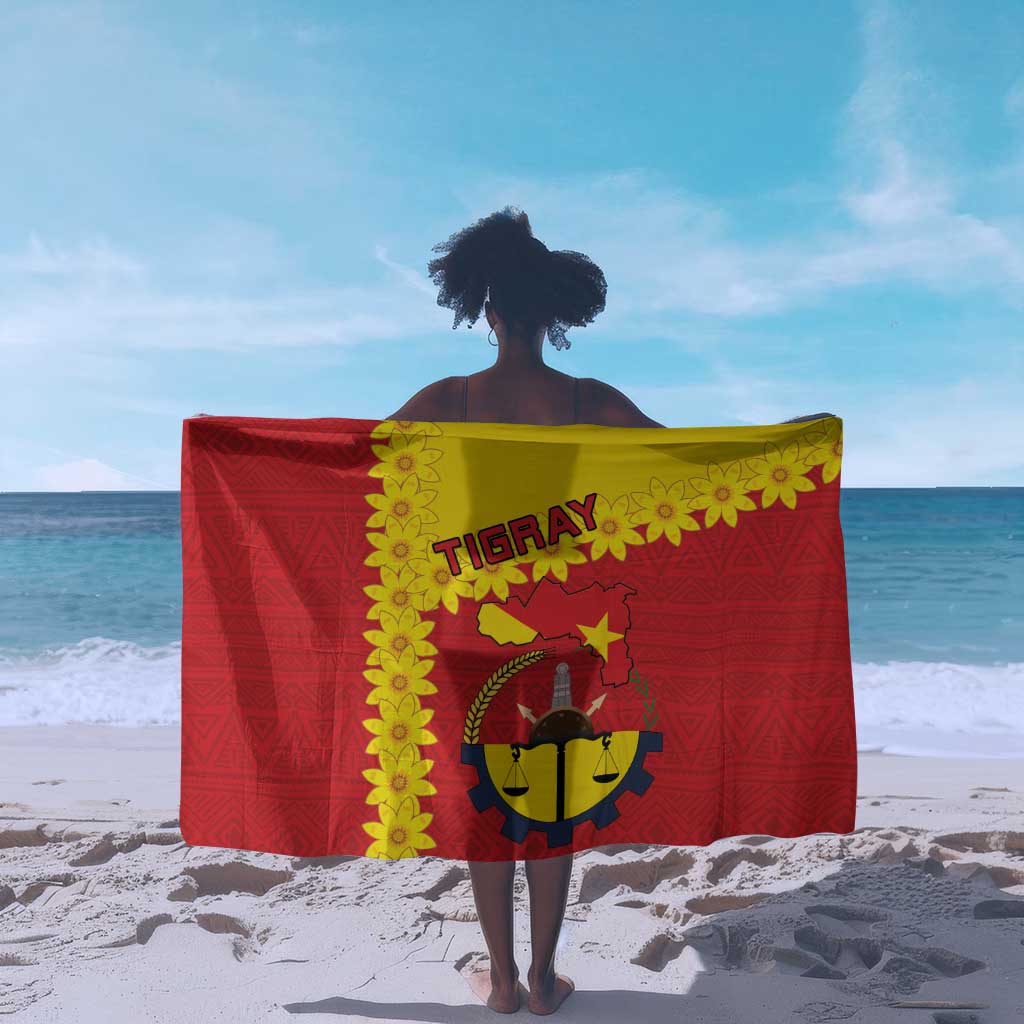 Tigray Ethiopia Sarong Tigray Seal With Flag Map - African Pattern LT15