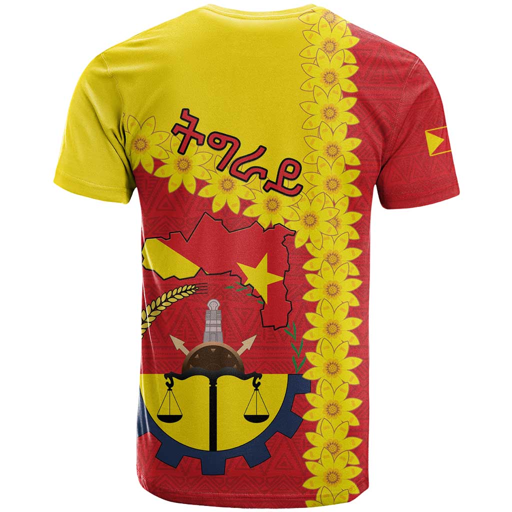 Tigray Ethiopia T shirt Tigray Seal With Flag Map - African Pattern LT15