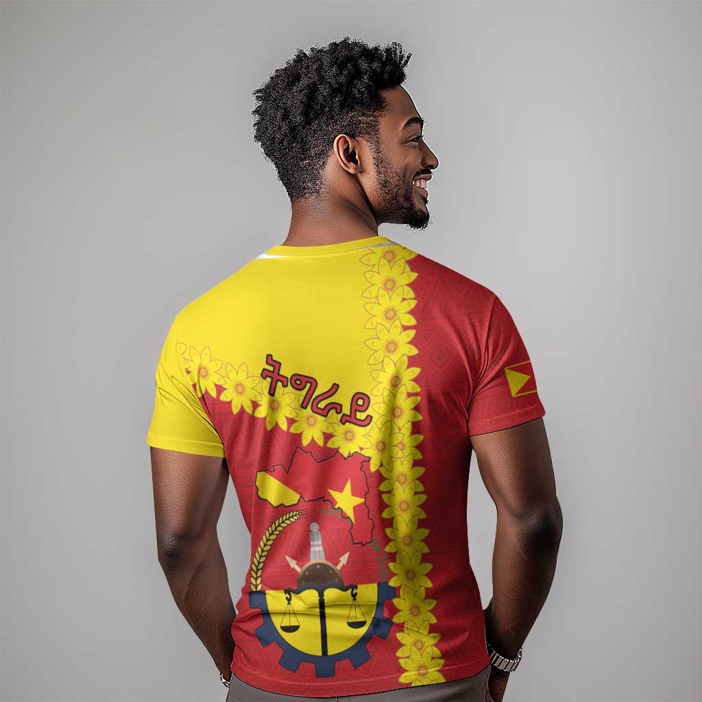 Tigray Ethiopia T shirt Tigray Seal With Flag Map - African Pattern LT15