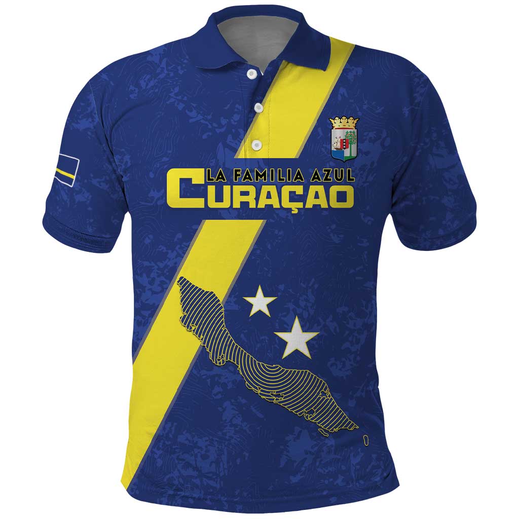 Custom Curacao Football Polo Shirt Go La Familia Azul LT15