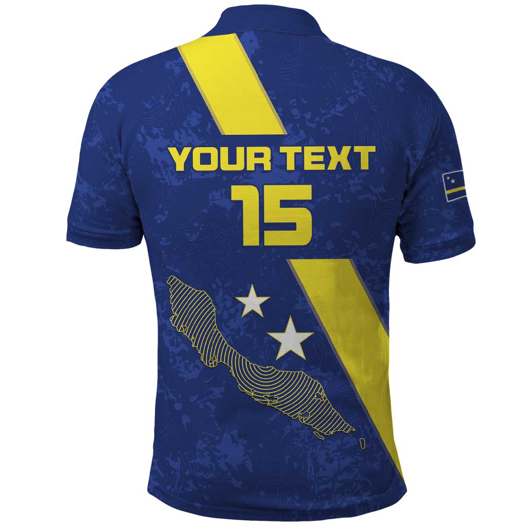 Custom Curacao Football Polo Shirt Go La Familia Azul LT15