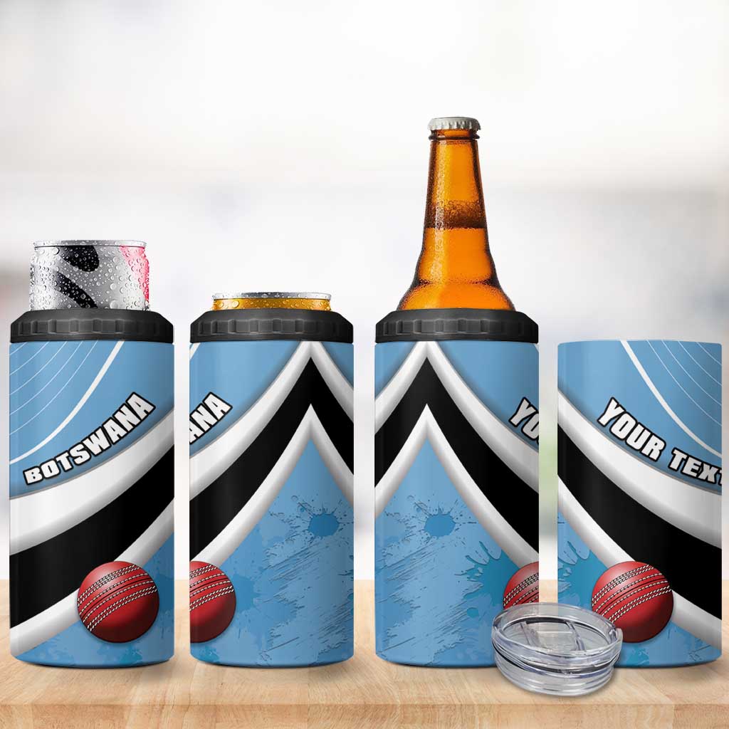 Custom Botswana Cricket 4 in 1 Can Cooler Tumbler Go Champions Baggy Blues LT15