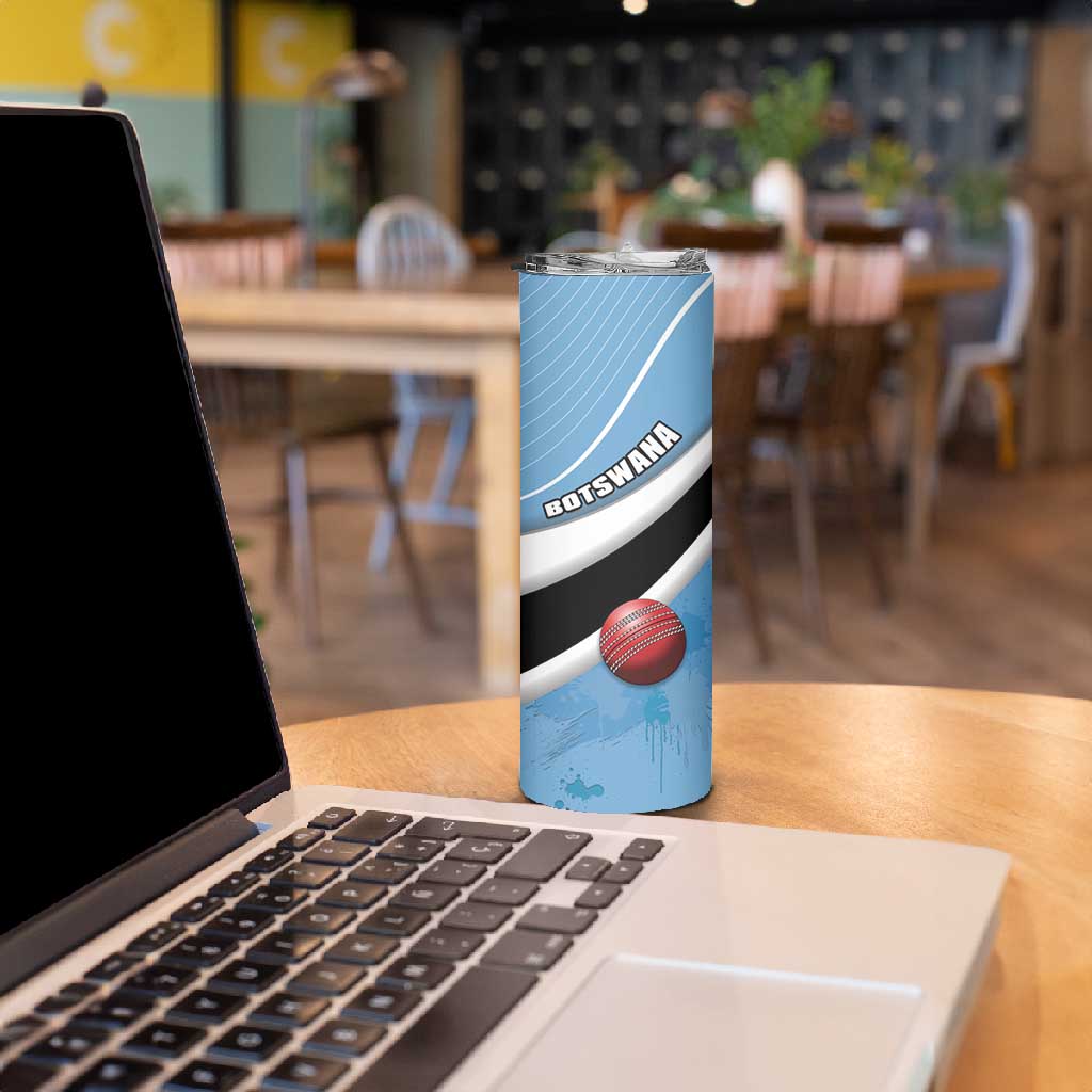 Custom Botswana Cricket Skinny Tumbler Go Champions Baggy Blues LT15