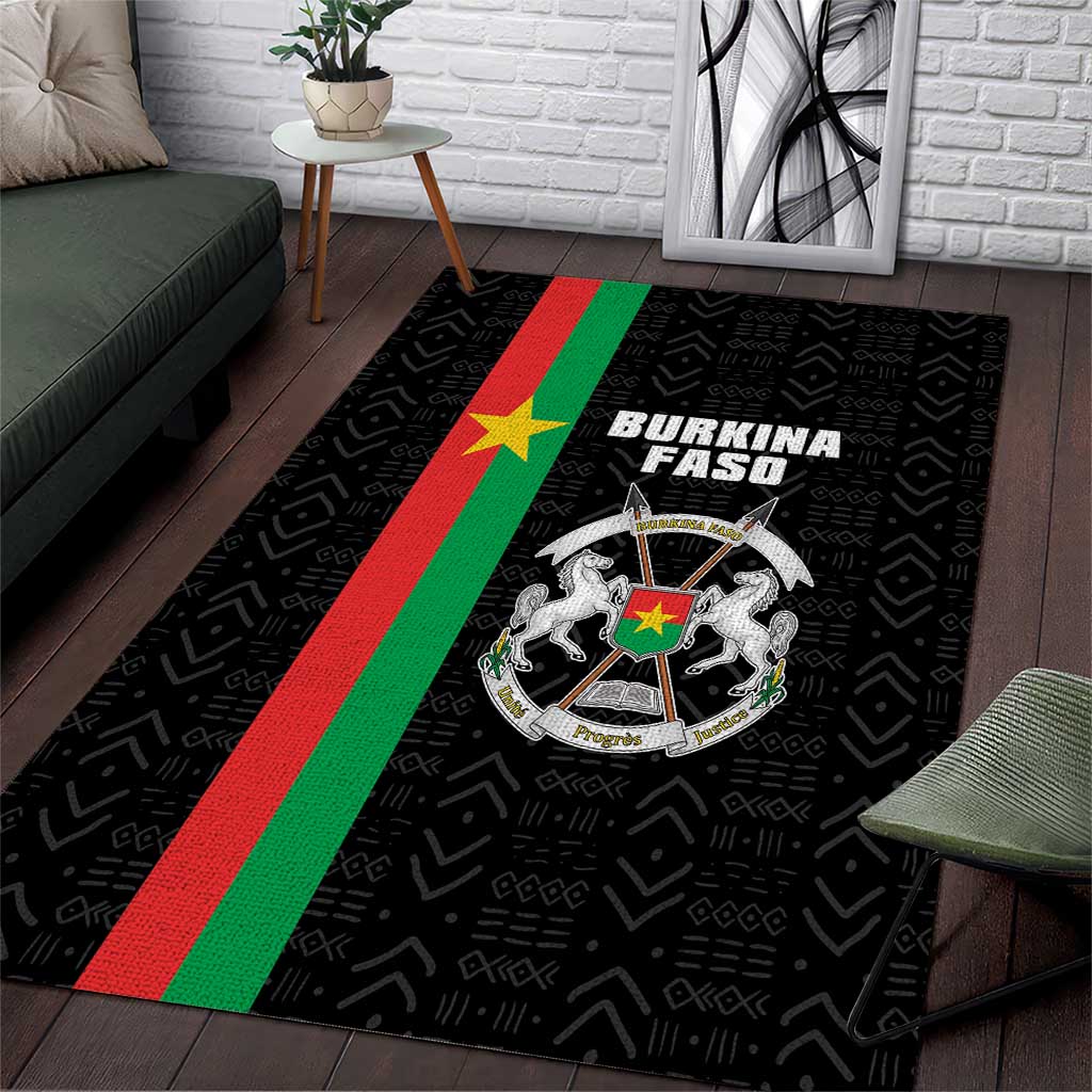 Burkina Faso Area Rug Striped Black - Bogolan Pattern LT15