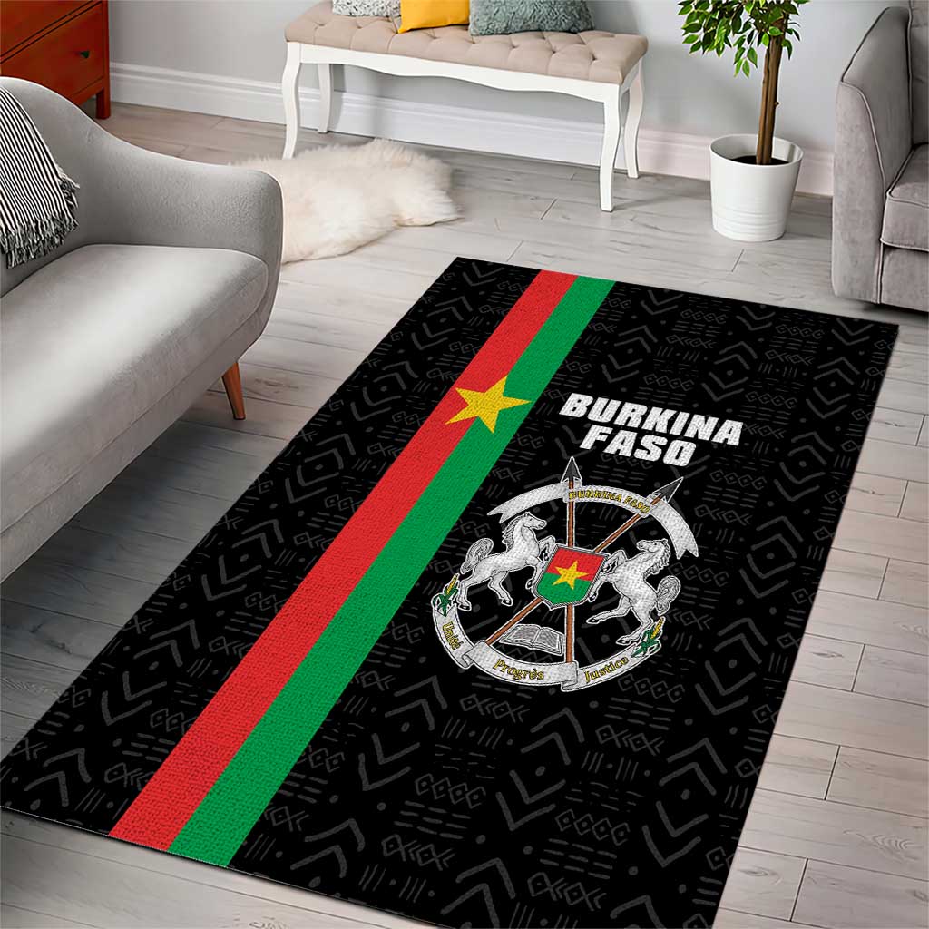 Burkina Faso Area Rug Striped Black - Bogolan Pattern LT15