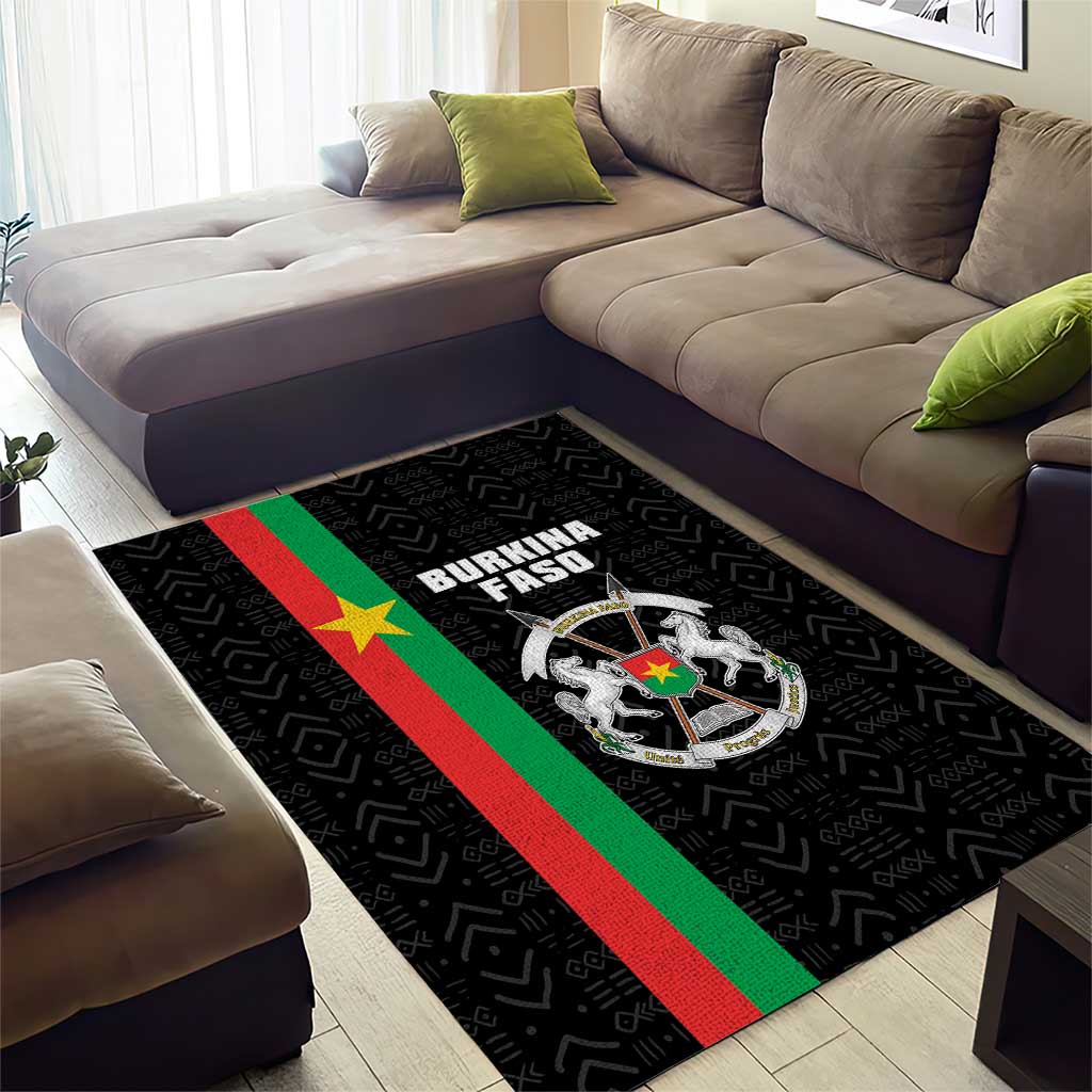 Burkina Faso Area Rug Striped Black - Bogolan Pattern LT15