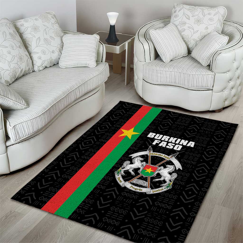 Burkina Faso Area Rug Striped Black - Bogolan Pattern LT15