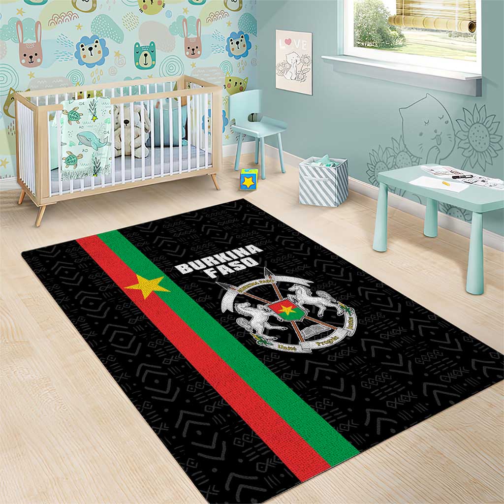 Burkina Faso Area Rug Striped Black - Bogolan Pattern LT15