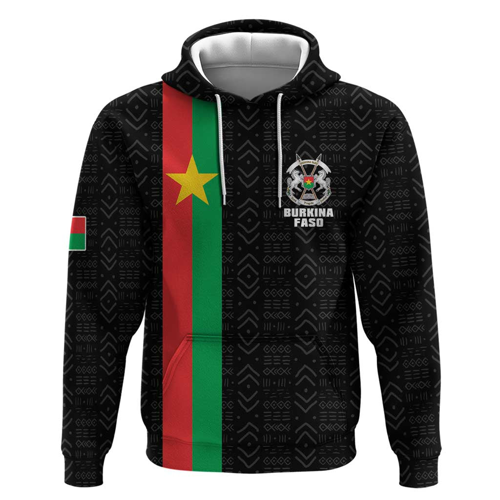 Personalized Burkina Faso Striped Hoodie African Mud Cloth Pattern - Black LT15