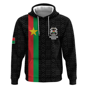 Personalized Burkina Faso Striped Hoodie African Mud Cloth Pattern - Black LT15