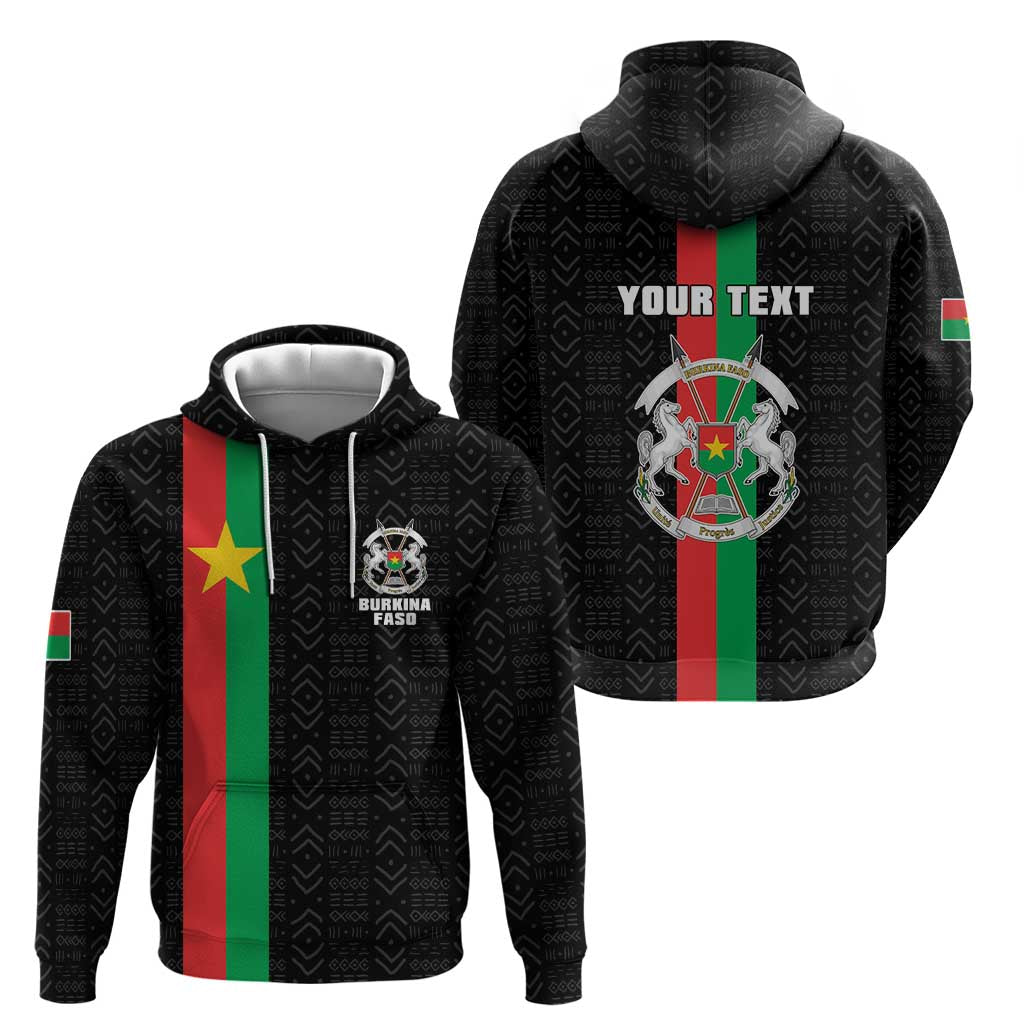 Personalized Burkina Faso Striped Hoodie African Mud Cloth Pattern - Black LT15