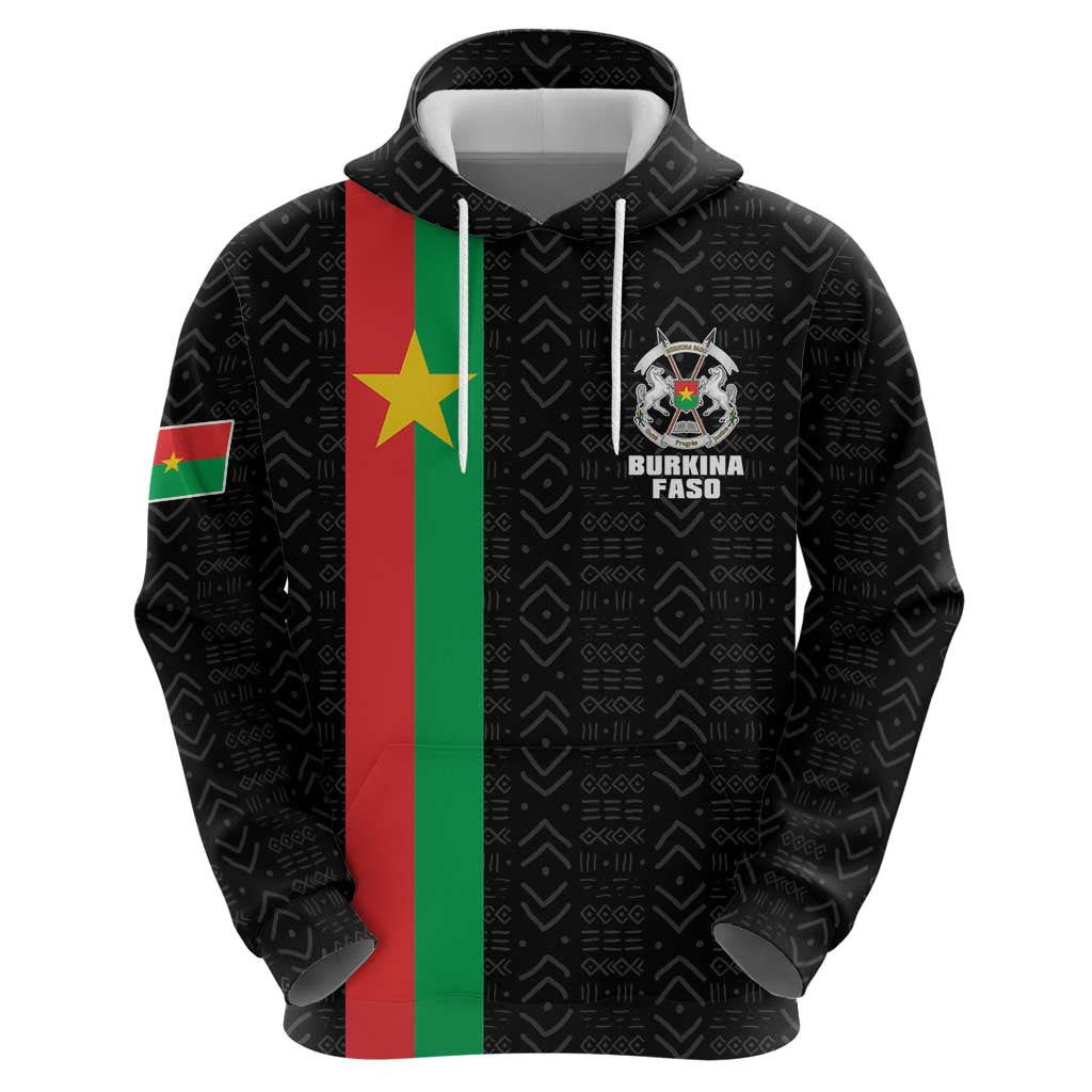 Personalized Burkina Faso Striped Hoodie African Mud Cloth Pattern - Black LT15