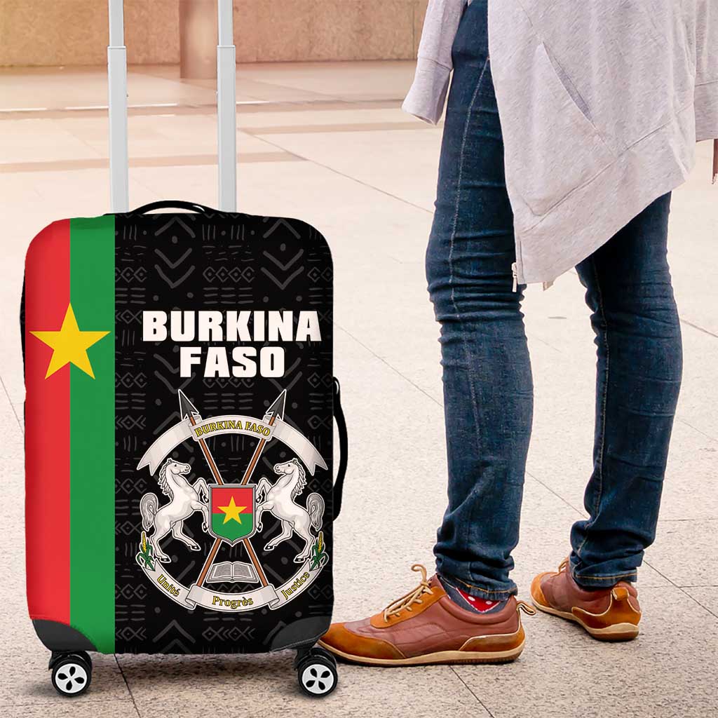 Burkina Faso Striped Luggage Cover African Mud Cloth Pattern - Black LT15