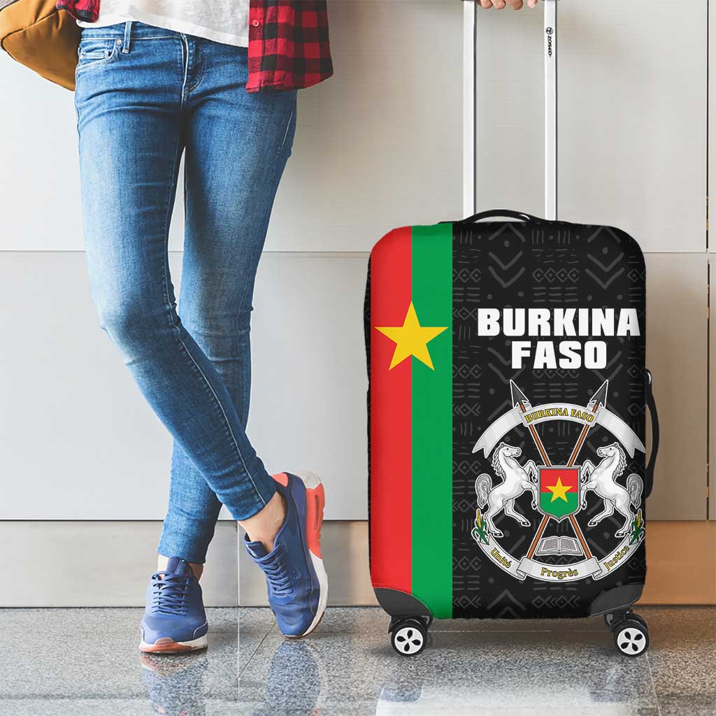 Burkina Faso Striped Luggage Cover African Mud Cloth Pattern - Black LT15