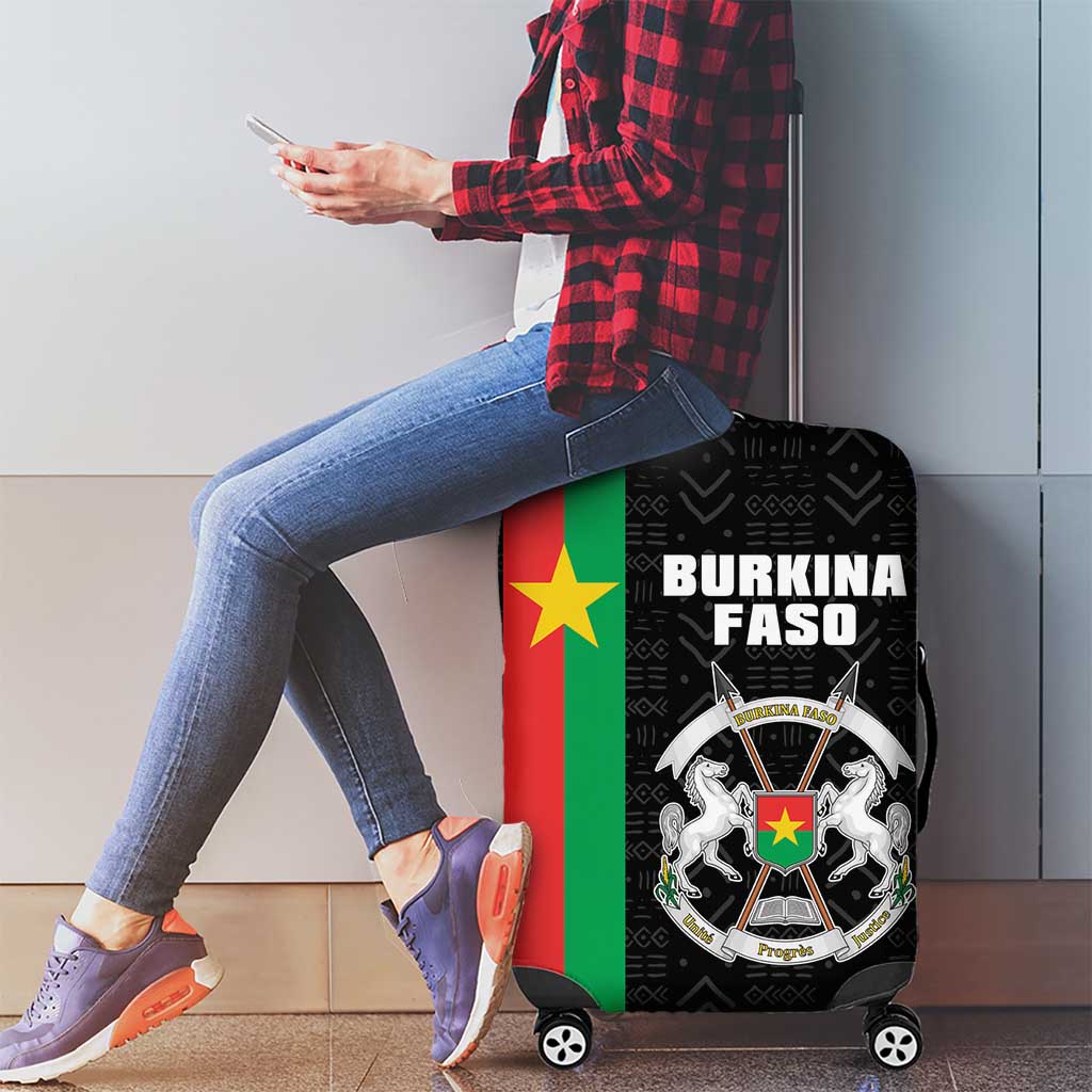 Burkina Faso Striped Luggage Cover African Mud Cloth Pattern - Black LT15