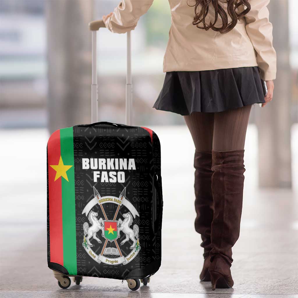 Burkina Faso Striped Luggage Cover African Mud Cloth Pattern - Black LT15