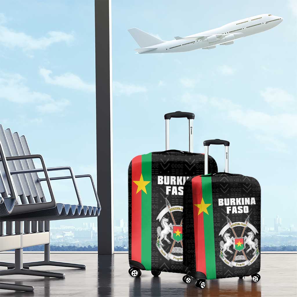 Burkina Faso Striped Luggage Cover African Mud Cloth Pattern - Black LT15
