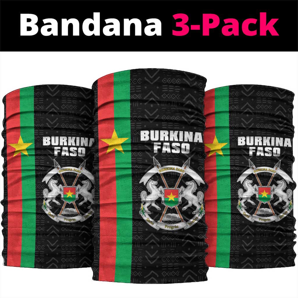 Burkina Faso Striped Neck Gaiter African Mud Cloth Pattern - Black LT15