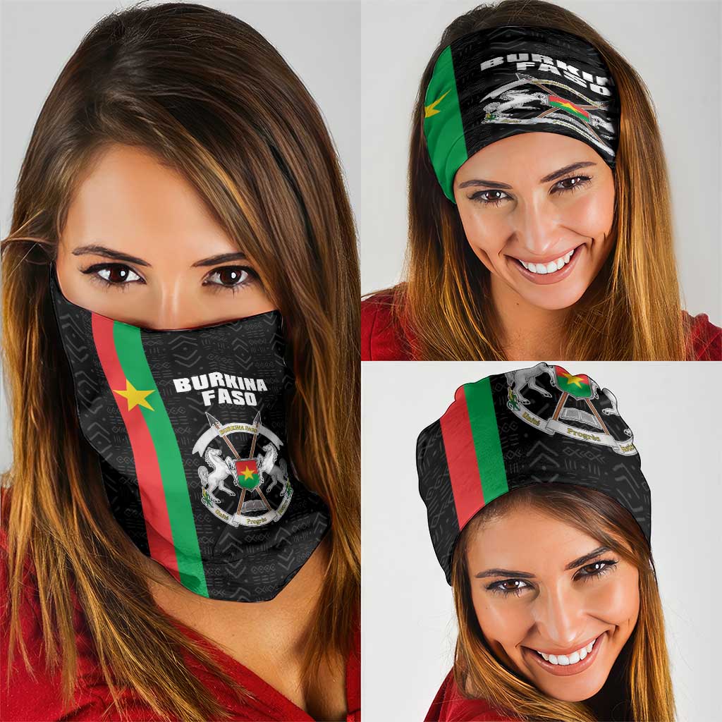 Burkina Faso Striped Neck Gaiter African Mud Cloth Pattern - Black LT15
