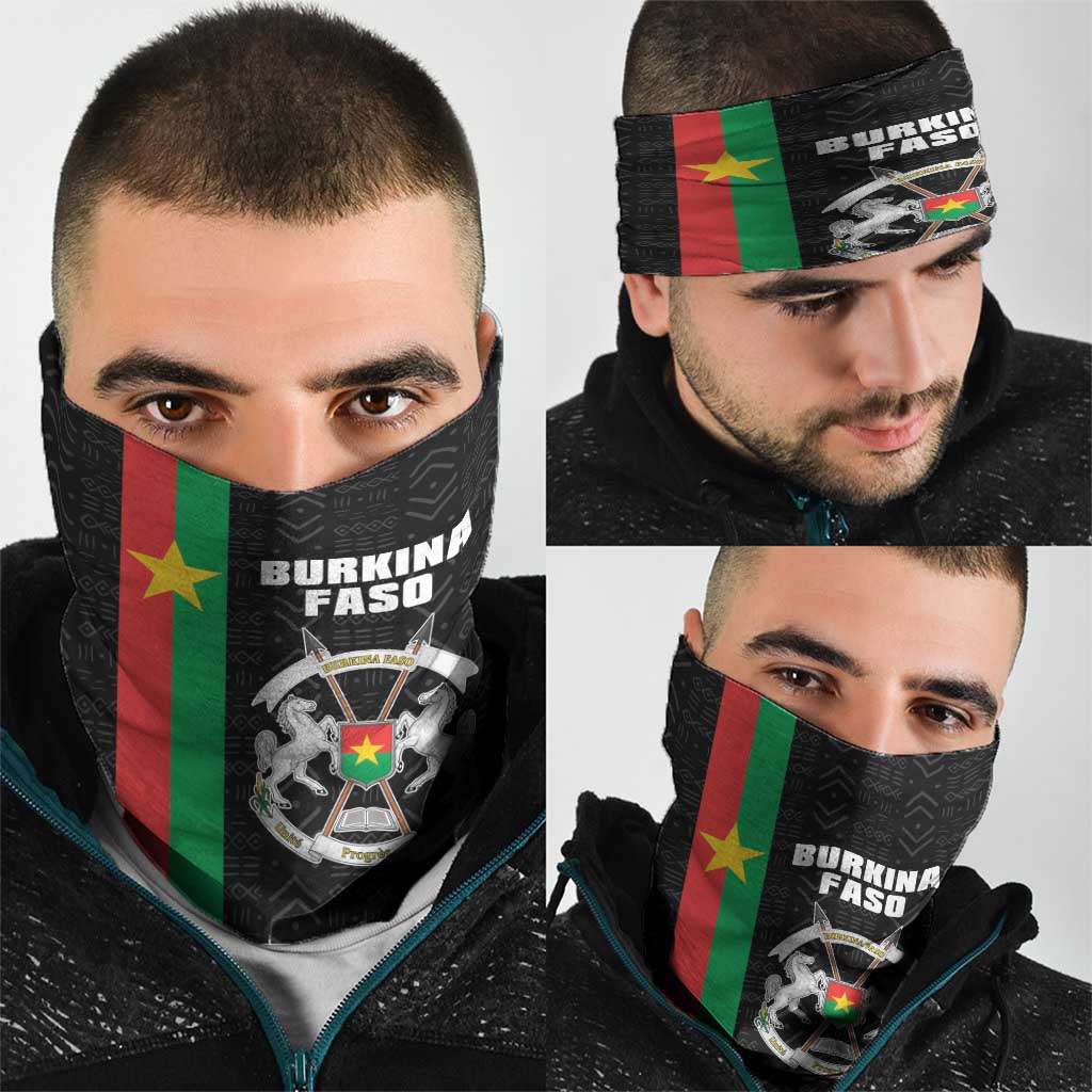 Burkina Faso Striped Neck Gaiter African Mud Cloth Pattern - Black LT15
