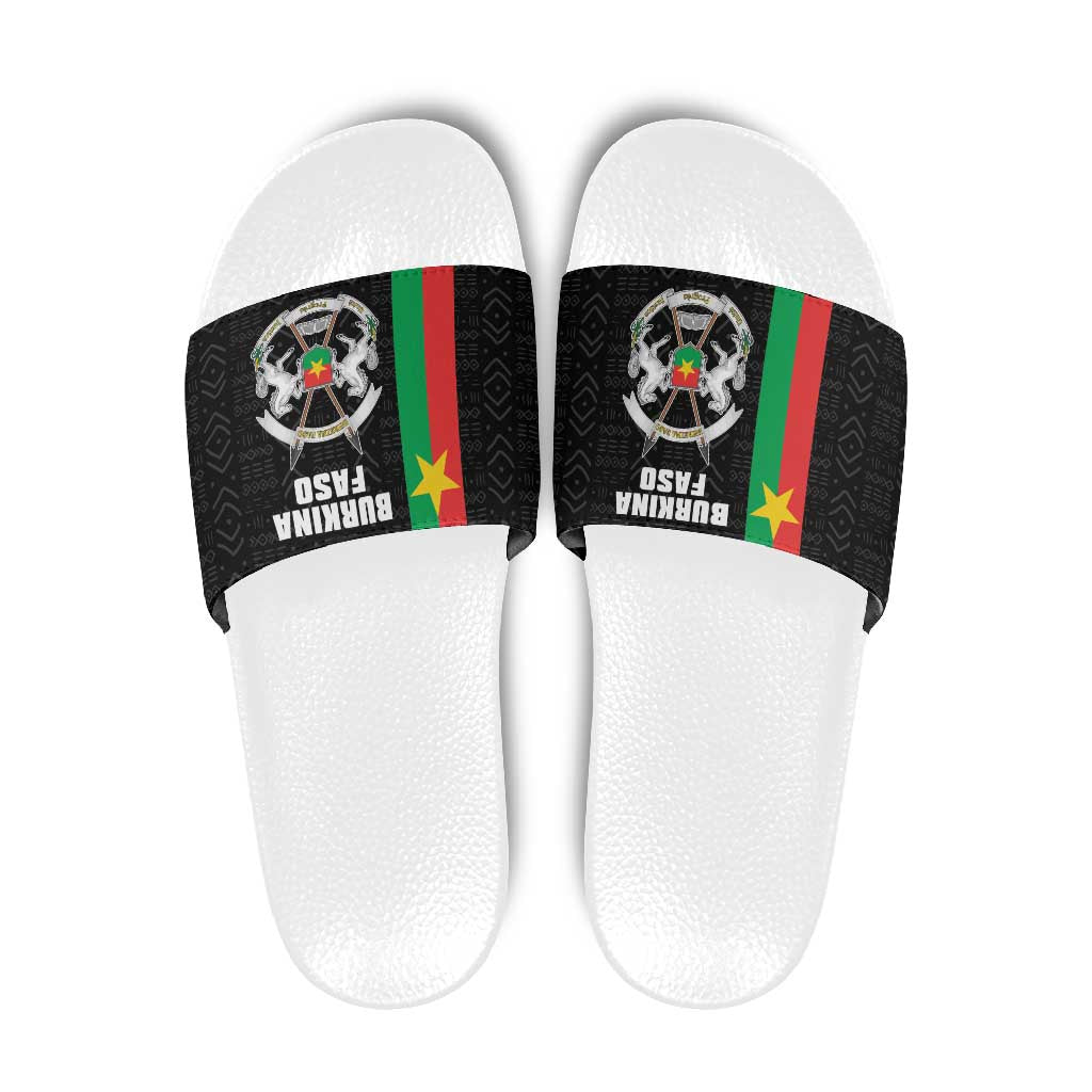 Burkina Faso Striped Slide Sandals African Mud Cloth Pattern - Black LT15