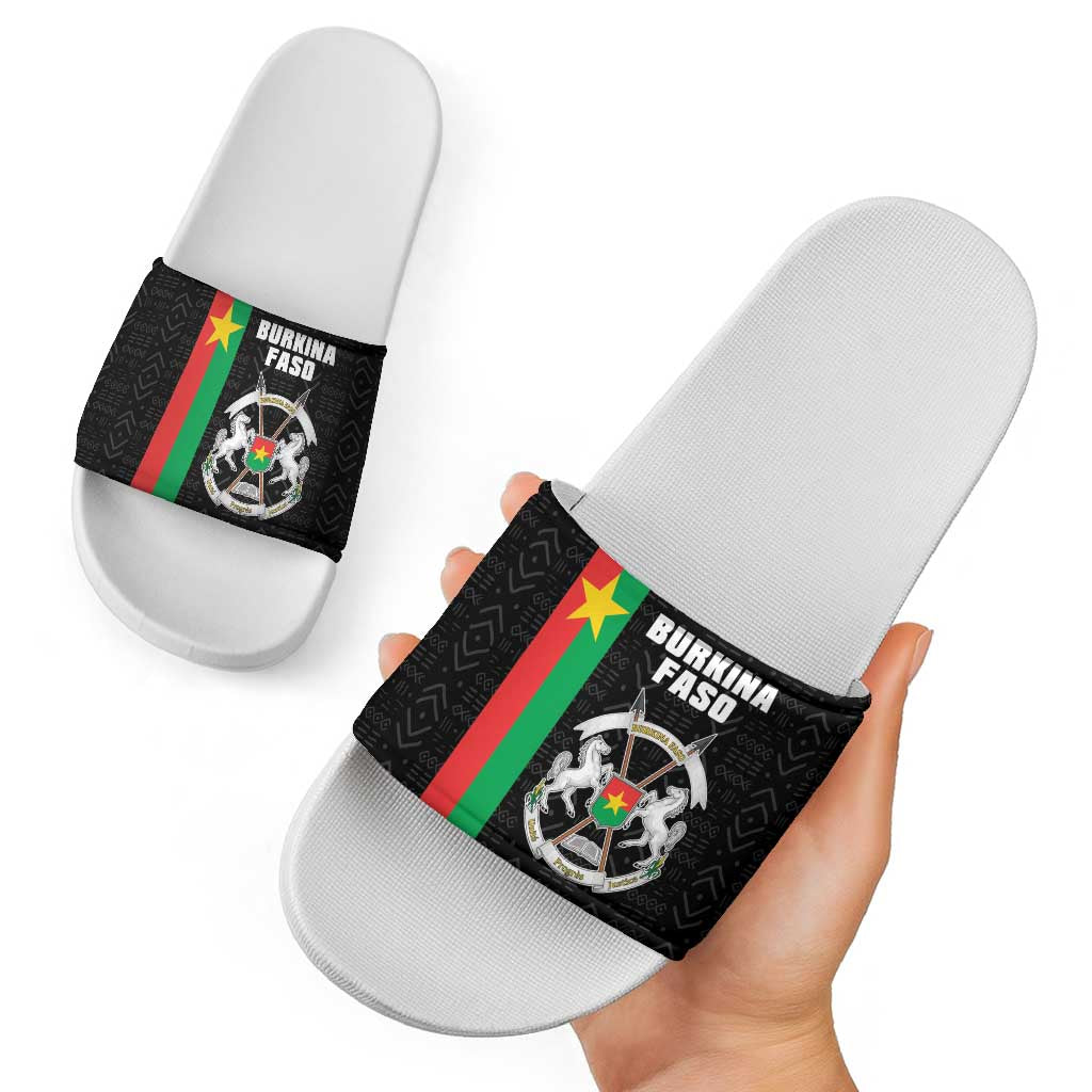 Burkina Faso Striped Slide Sandals African Mud Cloth Pattern - Black LT15