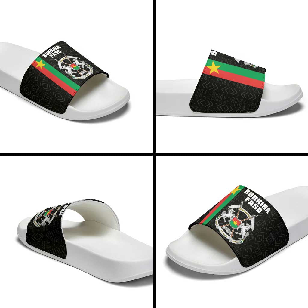 Burkina Faso Striped Slide Sandals African Mud Cloth Pattern - Black LT15