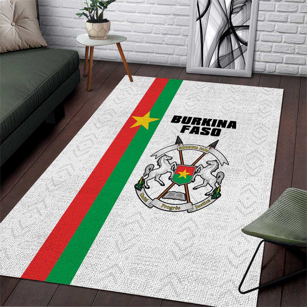 Burkina Faso Area Rug Striped White - Bogolan Pattern LT15