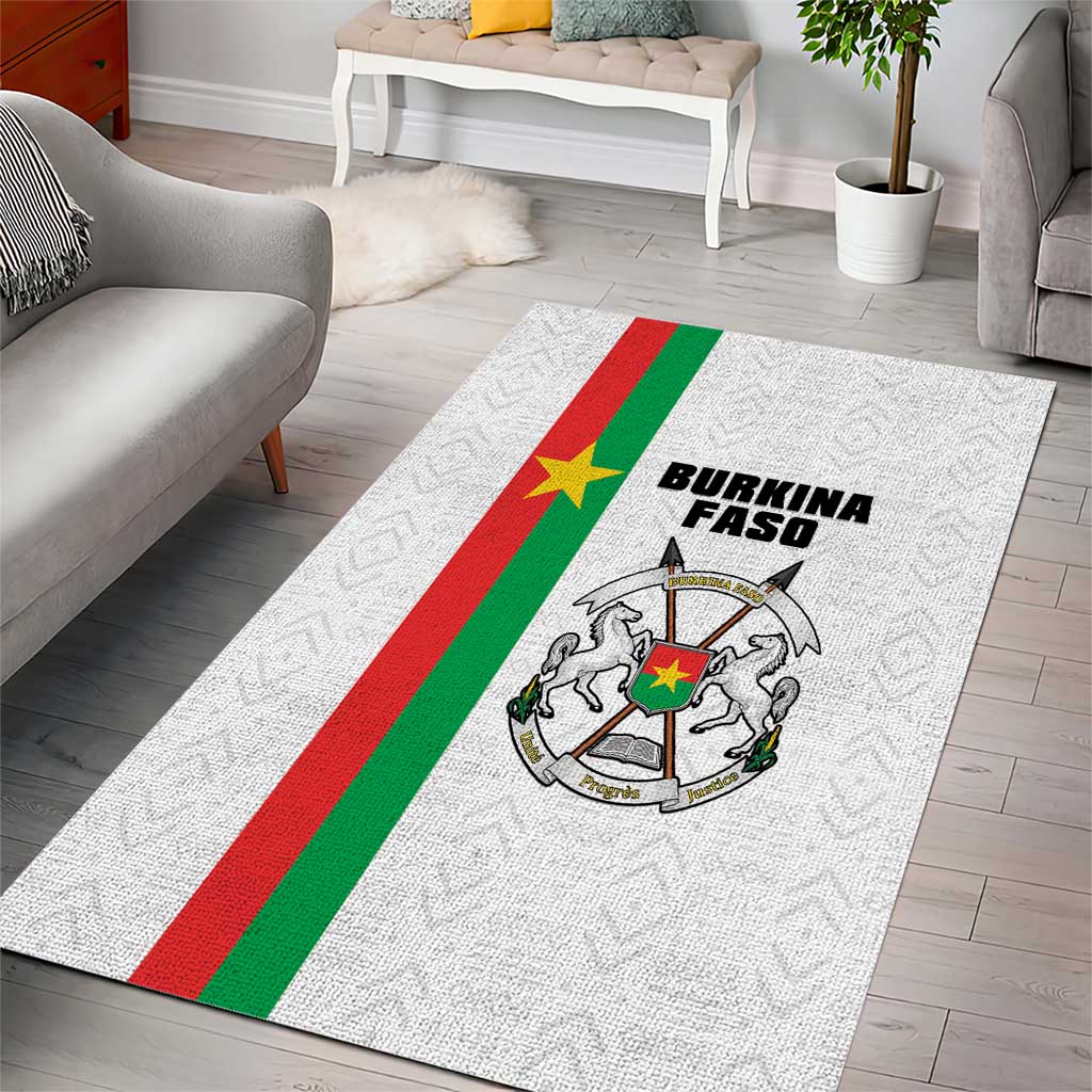 Burkina Faso Area Rug Striped White - Bogolan Pattern LT15