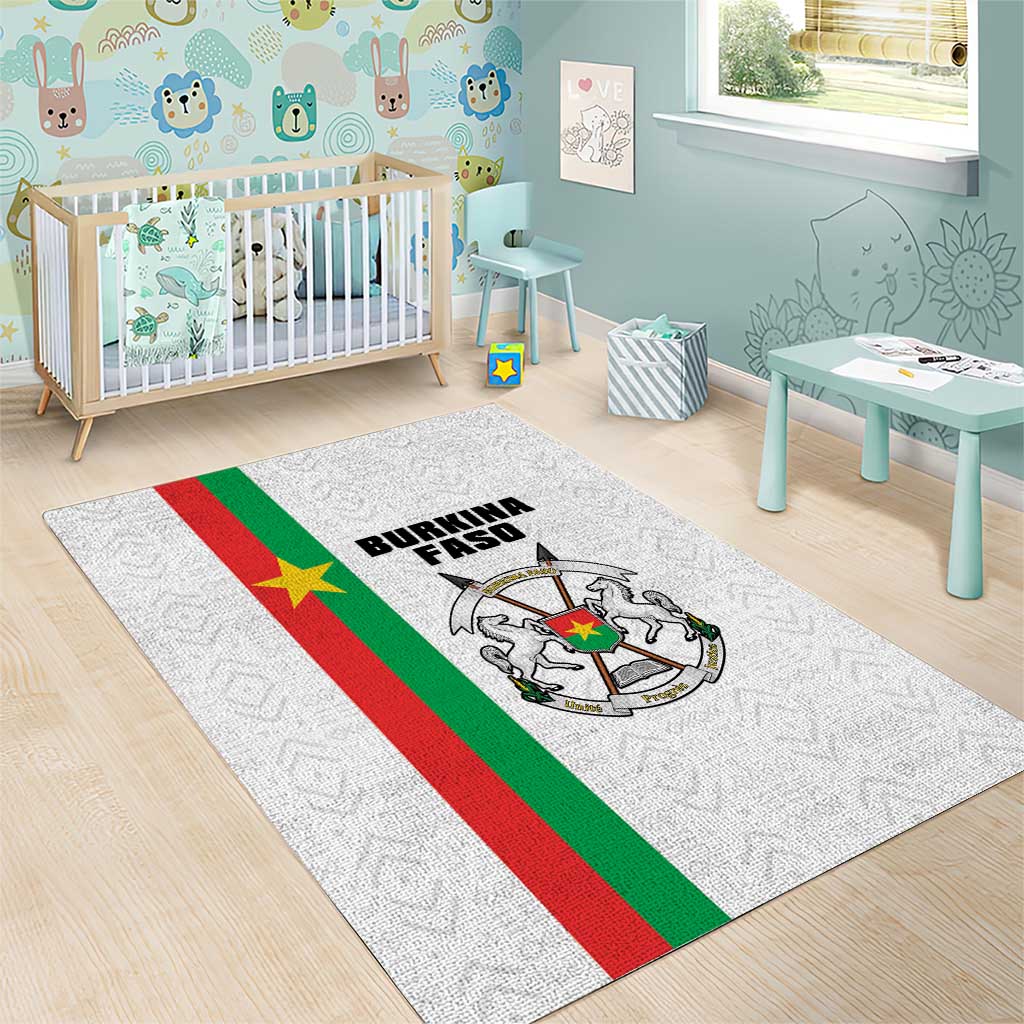 Burkina Faso Area Rug Striped White - Bogolan Pattern LT15