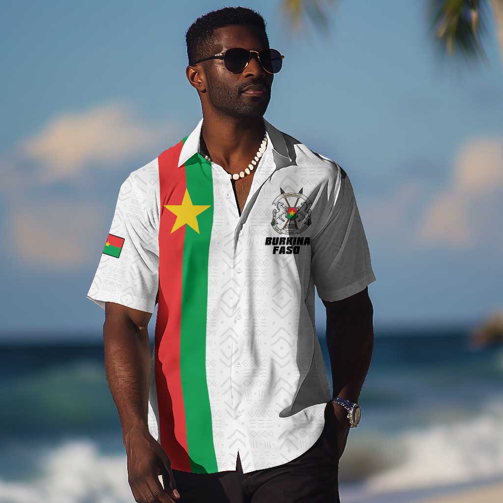 Personalized Burkina Faso Hawaiian Shirt Striped White - Bogolan Pattern LT15