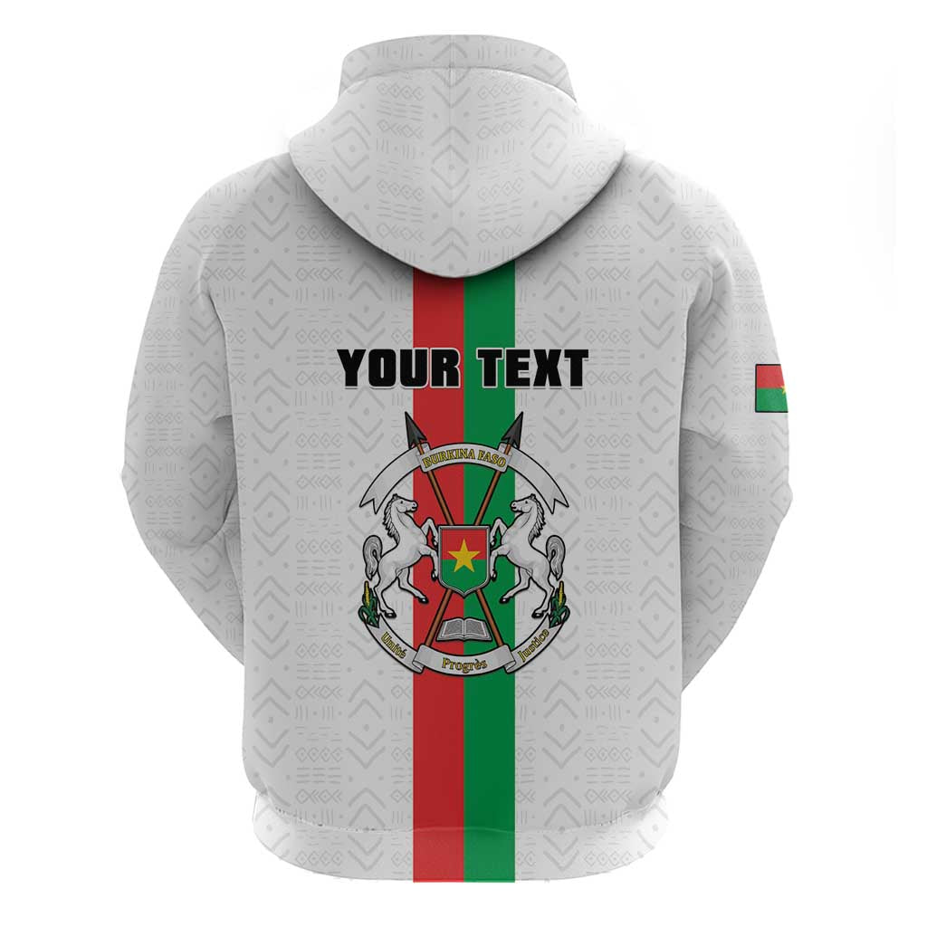 Personalized Burkina Faso Striped Hoodie African Mud Cloth Pattern - White LT15