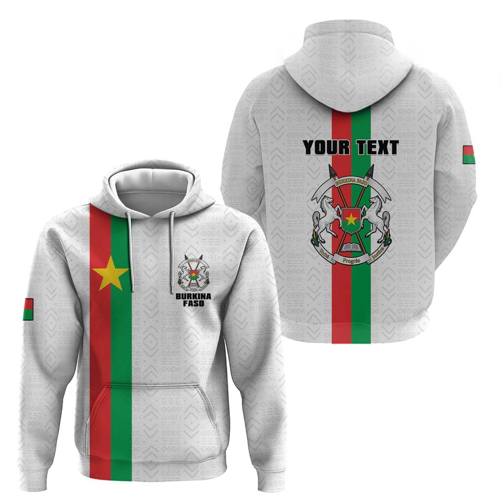 Personalized Burkina Faso Striped Hoodie African Mud Cloth Pattern - White LT15