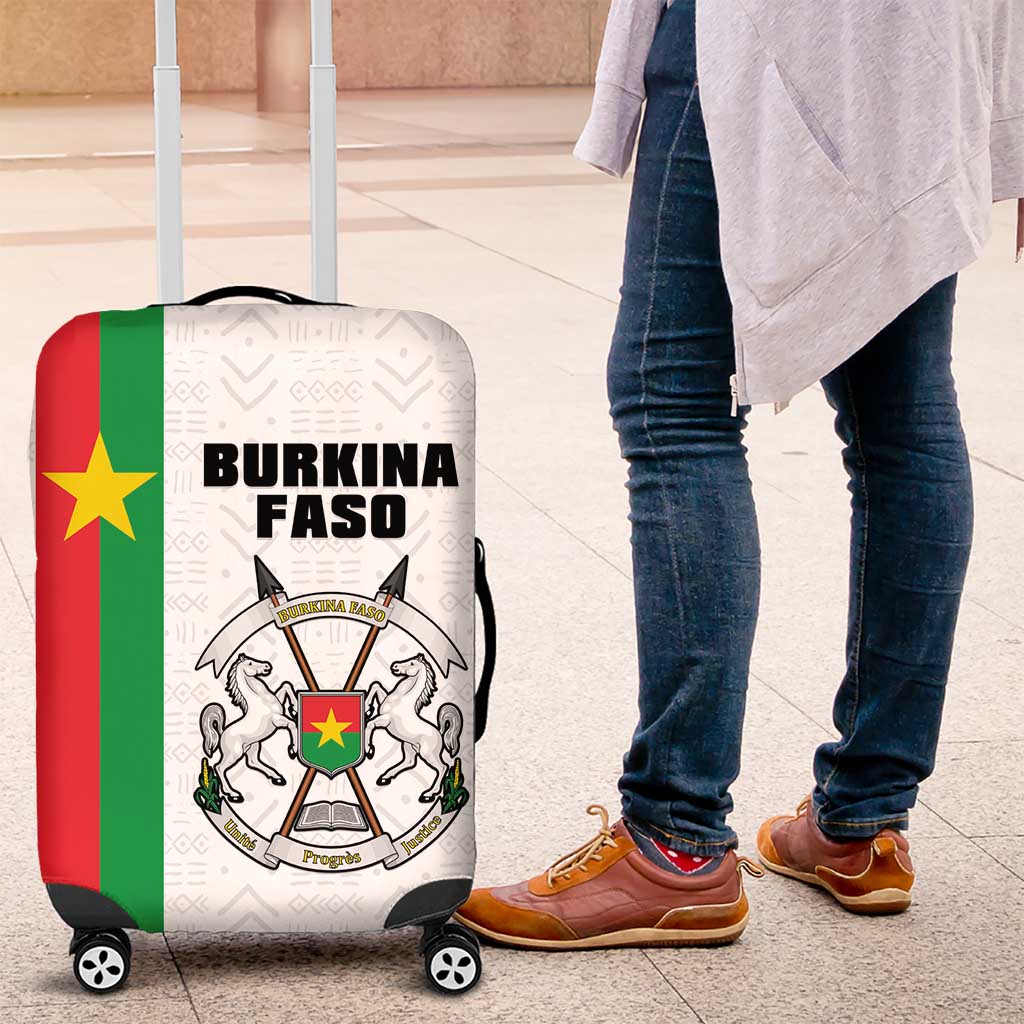 Burkina Faso Striped Luggage Cover African Mud Cloth Pattern - White LT15